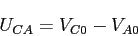 \begin{displaymath}U_{CA}=V_{C0}-V_{A0}\end{displaymath}