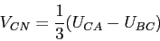 \begin{displaymath}V_{CN}=\frac{1}{3}(U_{CA}-U_{BC})\end{displaymath}