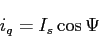 \begin{displaymath}
i_q=I_s\cos{\Psi}
\end{displaymath}