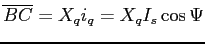 $\overline{BC}=X_qi_q=X_qI_s\cos{\Psi}$