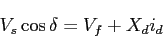 \begin{displaymath}V_s\cos{\delta}=V_f+X_di_d\end{displaymath}
