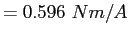 $=0.596 Nm/A$